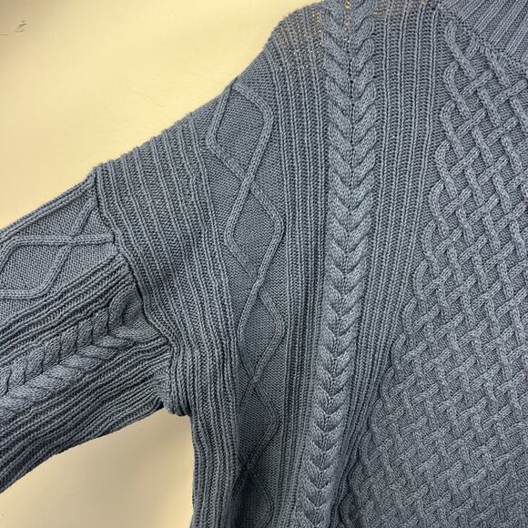 J.Crew Navy Blue Fisherman Sweater Size M Cotton Cable Knit Mockneck NWT - Picture 4 of 11